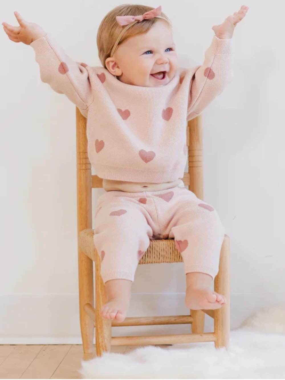 Quincy Mae Heart Knit Baby Set - Sweater & Pants